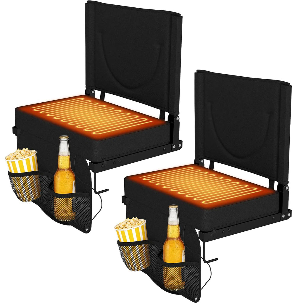 Black Heated Folding Stadium Seat S985