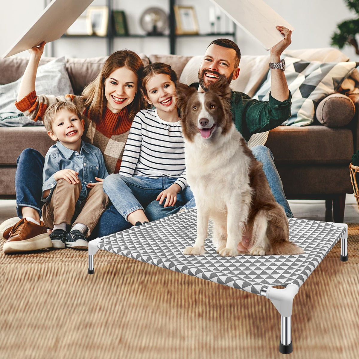 Medium Cotton Elevated Outdoor Dog Bed O39191