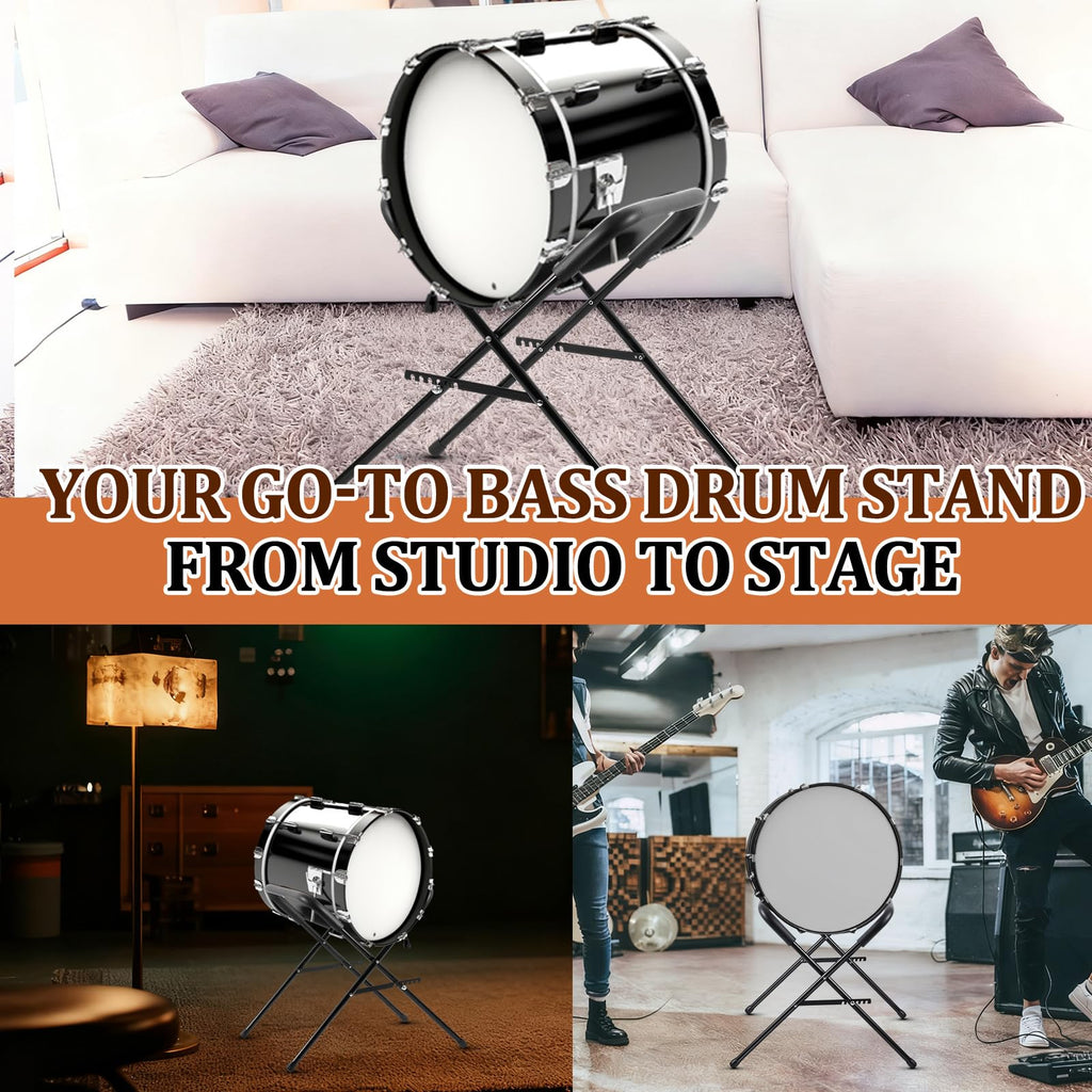 Heavy Duty Folding Bass Drum Stand Adjustable 21 Inches Steel O942750