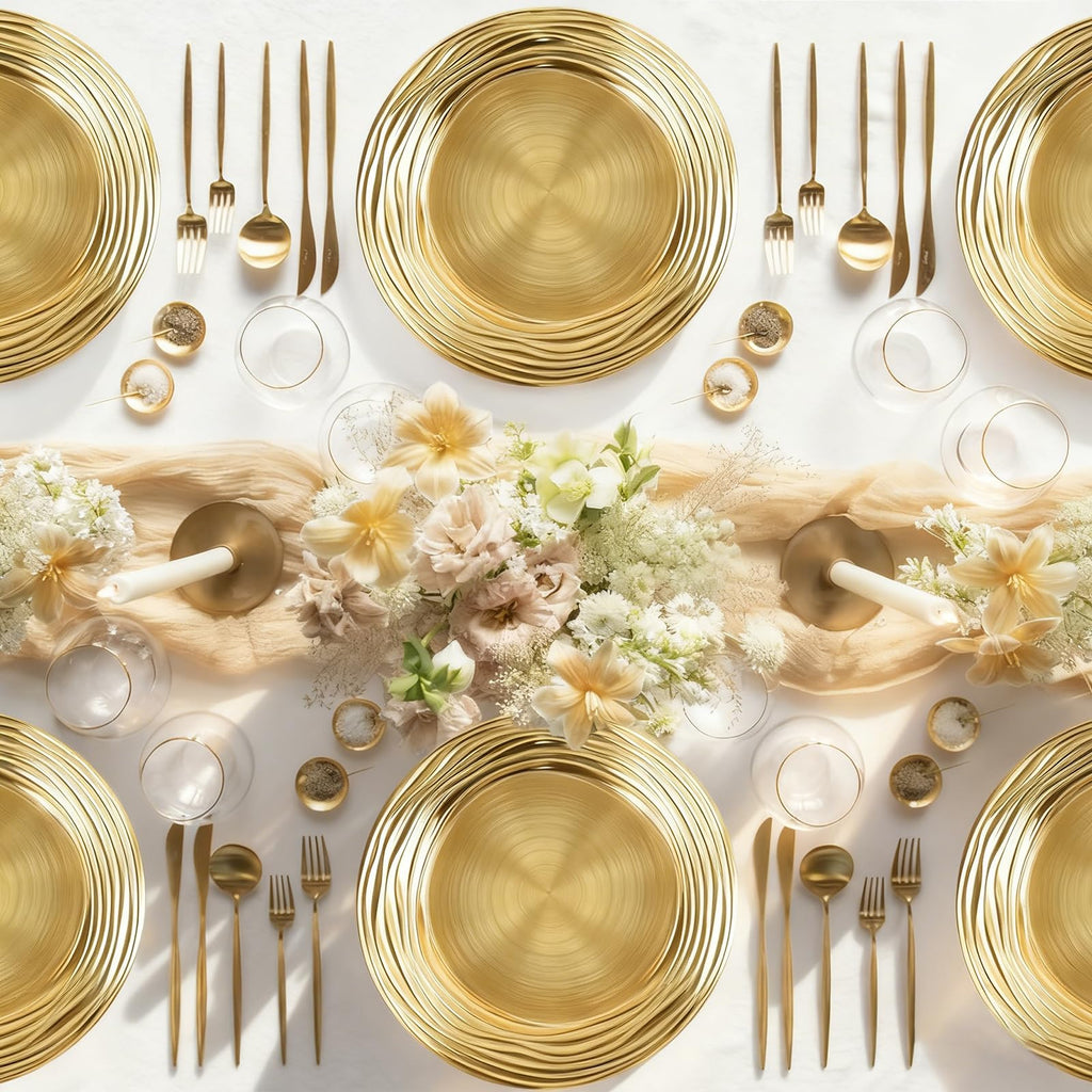 12 Pcs 13 Inch Round Gold Charger Plates F636265
