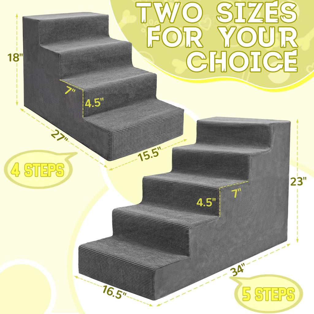 23”H Grey 5 Steps Non-Slip Foam Pet Stairs C643
