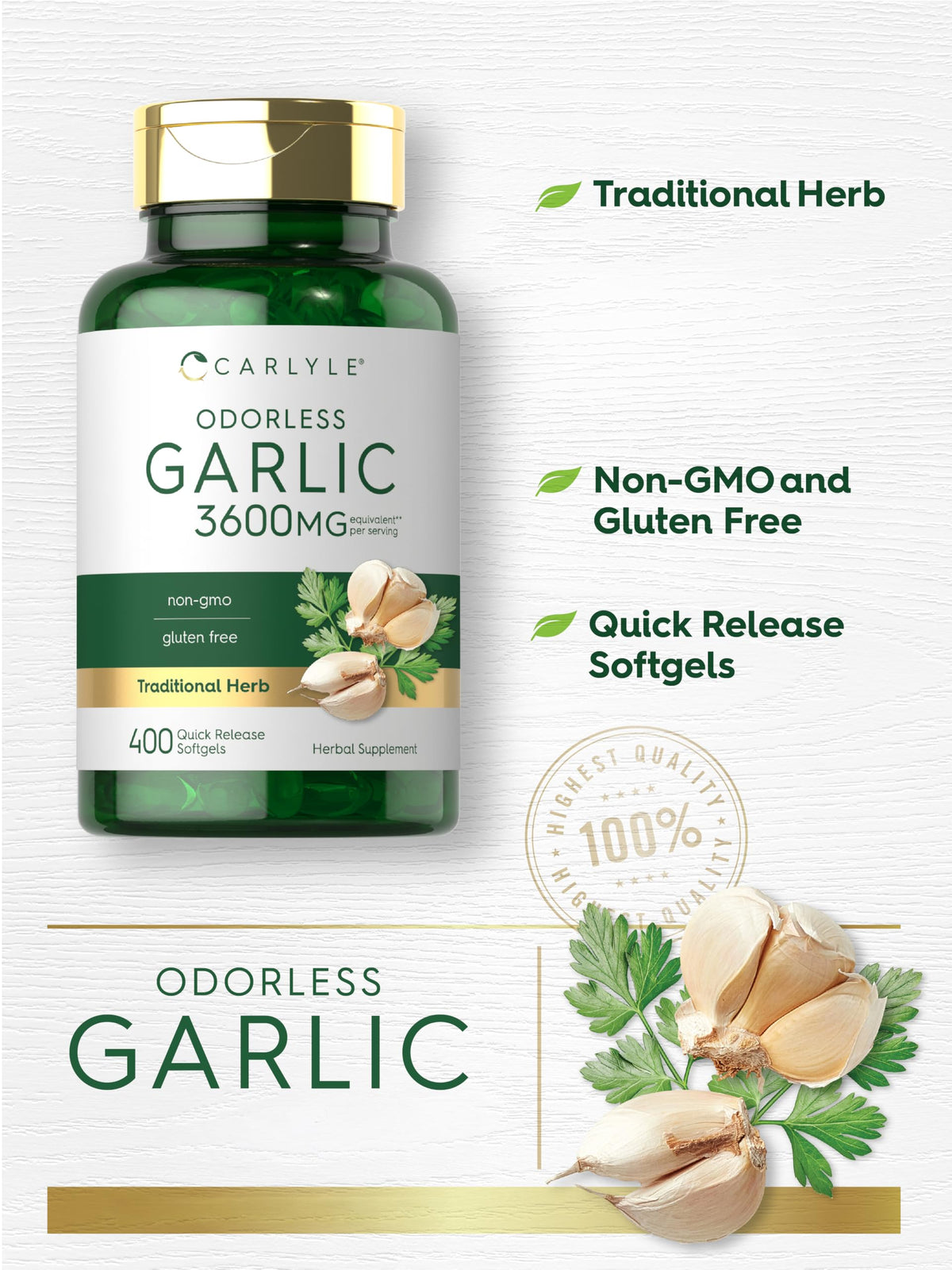 Odorless Garlic Supplement 400 Softgels Z17045