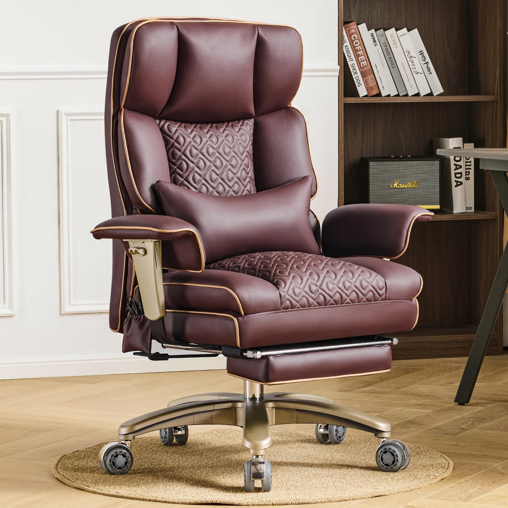 Brown Ergonomic PU Leather Executive Office Chair with Footrest G269