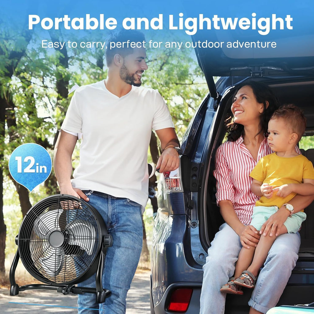 12" Rechargeable Battery Powered Portable Outdoor Fan B4181