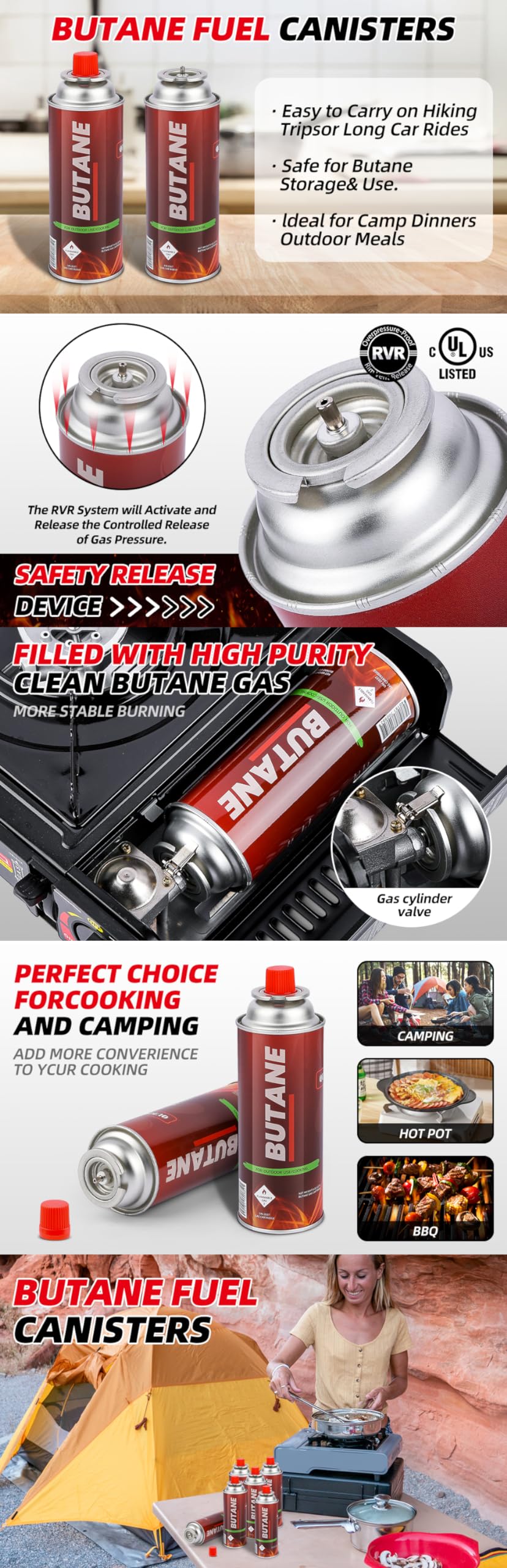 12 Pack 8oz Butane Fuel Cylinders D902