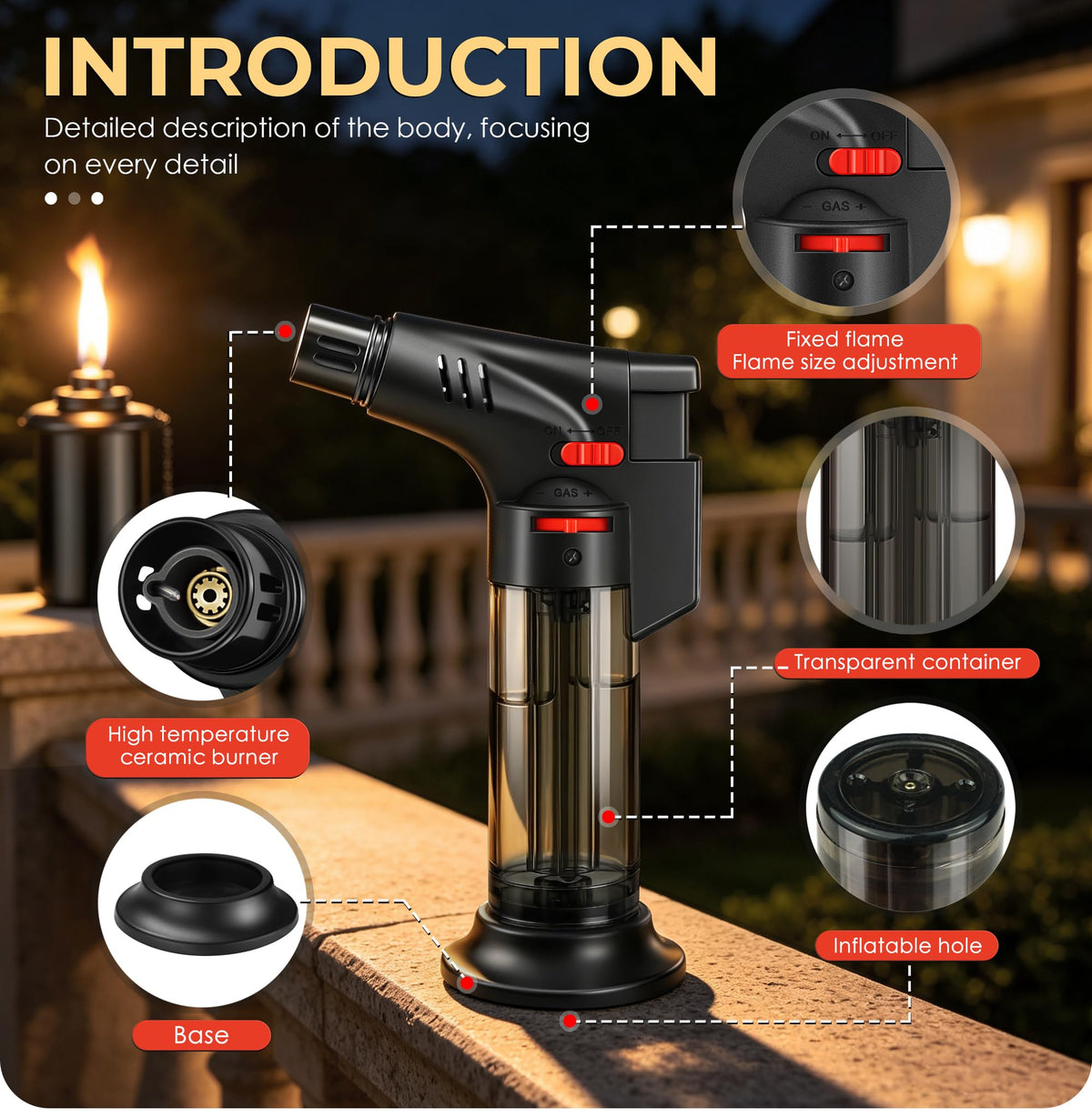 4 Pack 12oz Refillable Torch Canisters with Wicks F70107