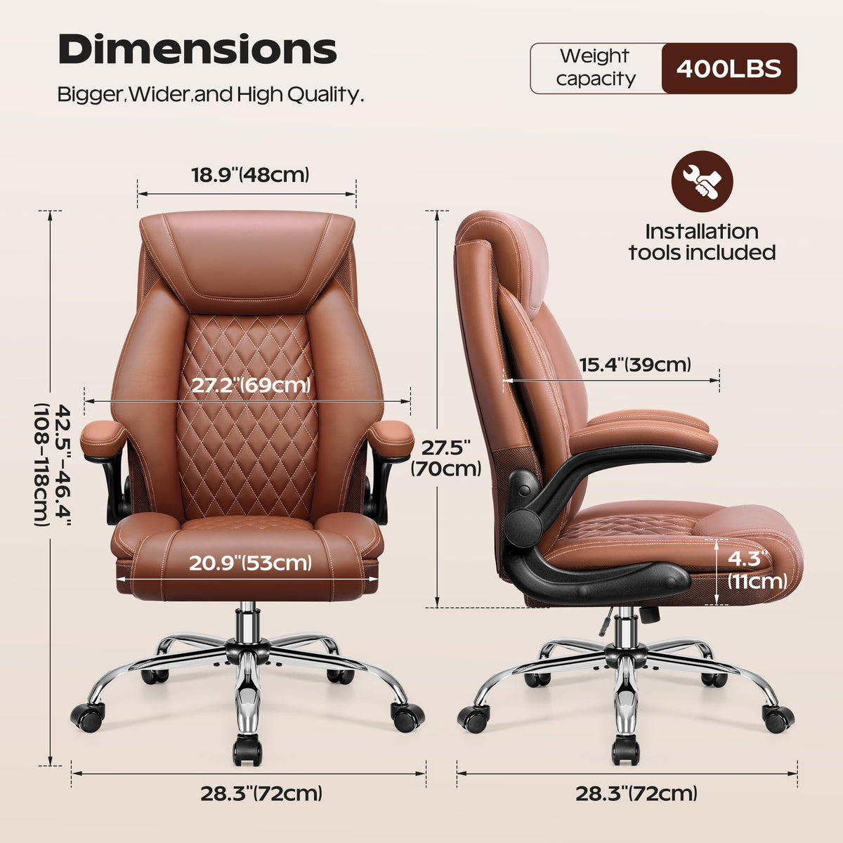 Ergonomic High Back Leather Office Chair with Lumbar Support K42565