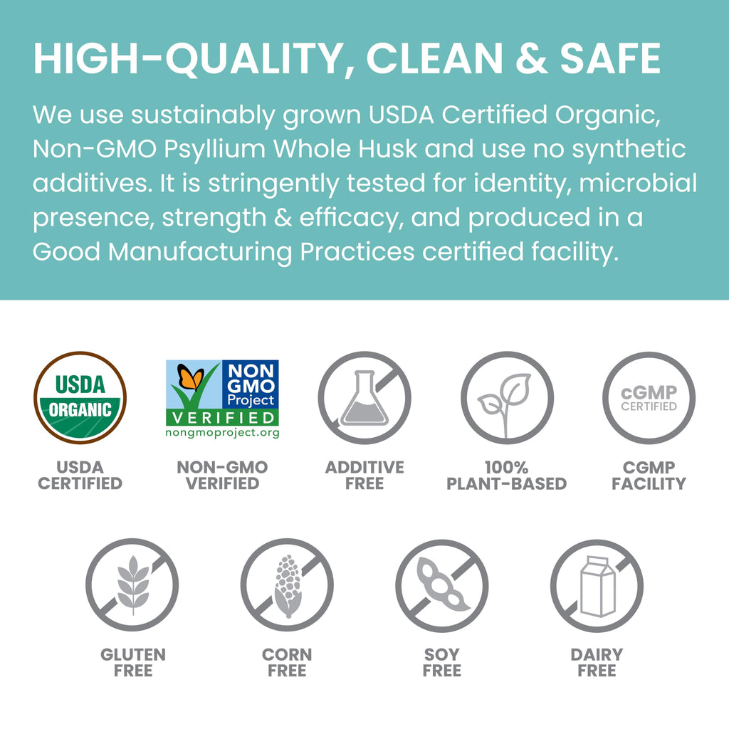 Organic Psyllium Whole Husk Fiber Supplement, Unflavored, 12 oz D9520