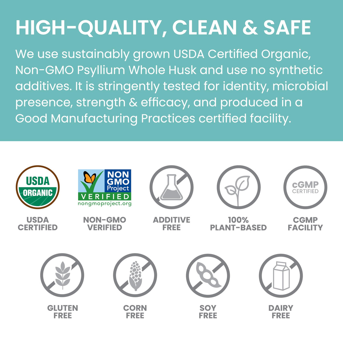 Organic Psyllium Whole Husk Fiber Supplement, Unflavored, 12 oz D9520