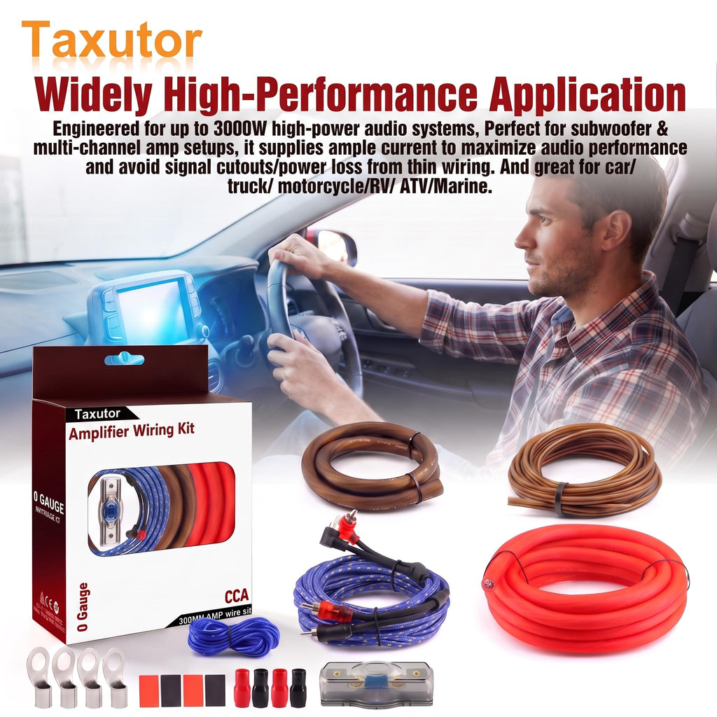 0 Gauge Amp Wiring Kit 3000W with 100A Fuse & RCA Cable S8469