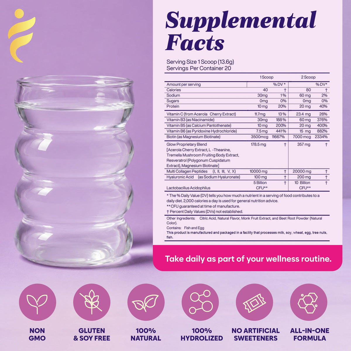 Unflavored Multi Collagen Peptides Powder 40 Servings L687