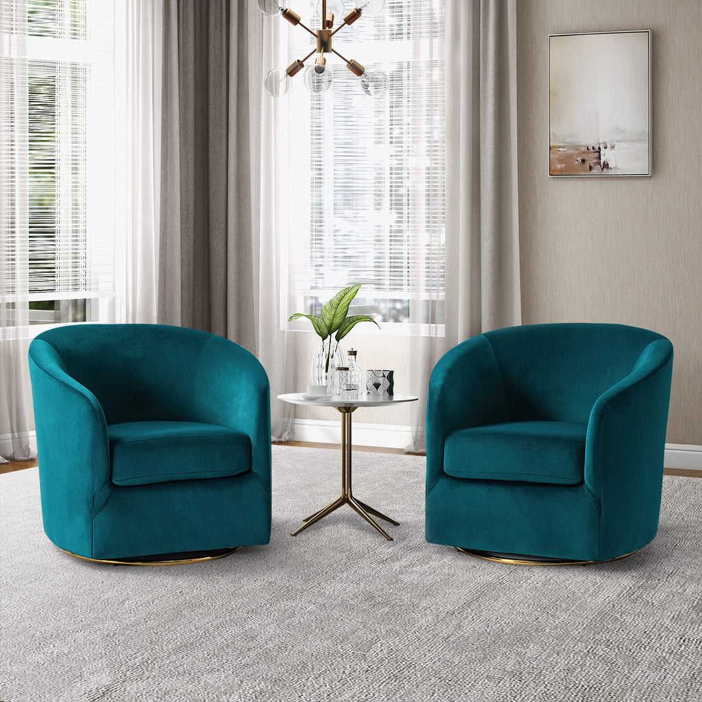 Set of 2 Velvet Swivel Barrel Chair G86221