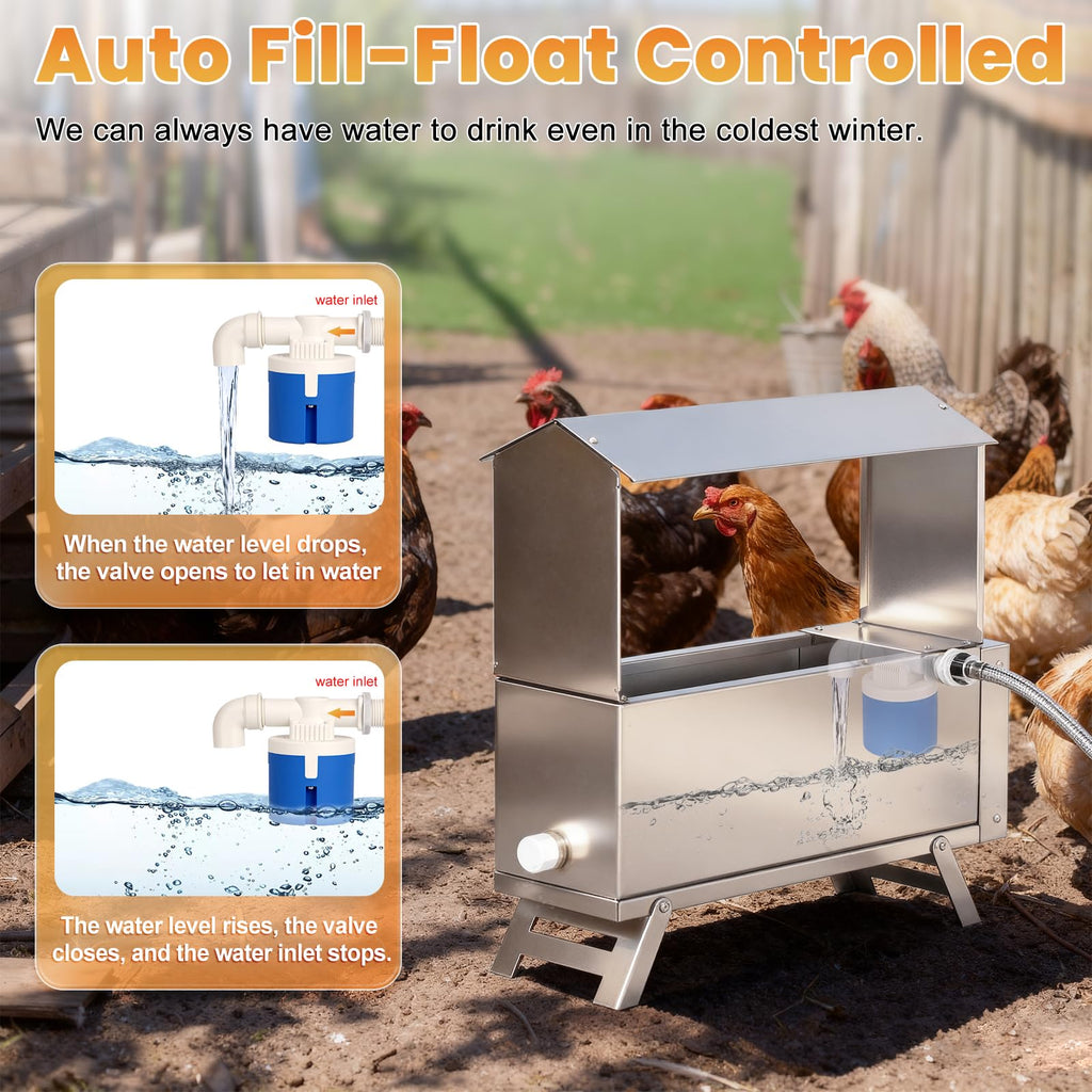 Heated 2 Gallon Stainless Steel Chicken Waterer X61165