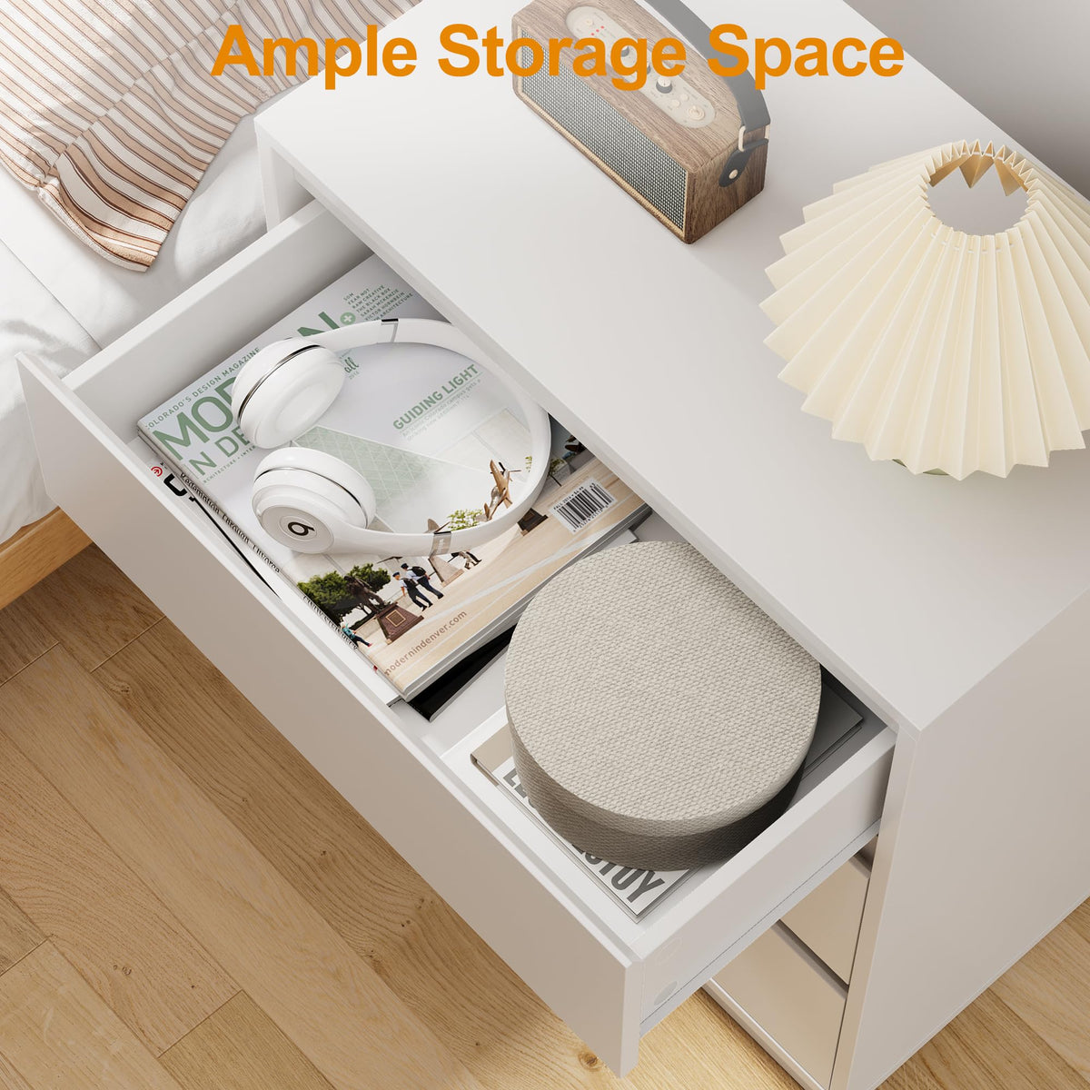 White 3 Drawer Nightstand A90163