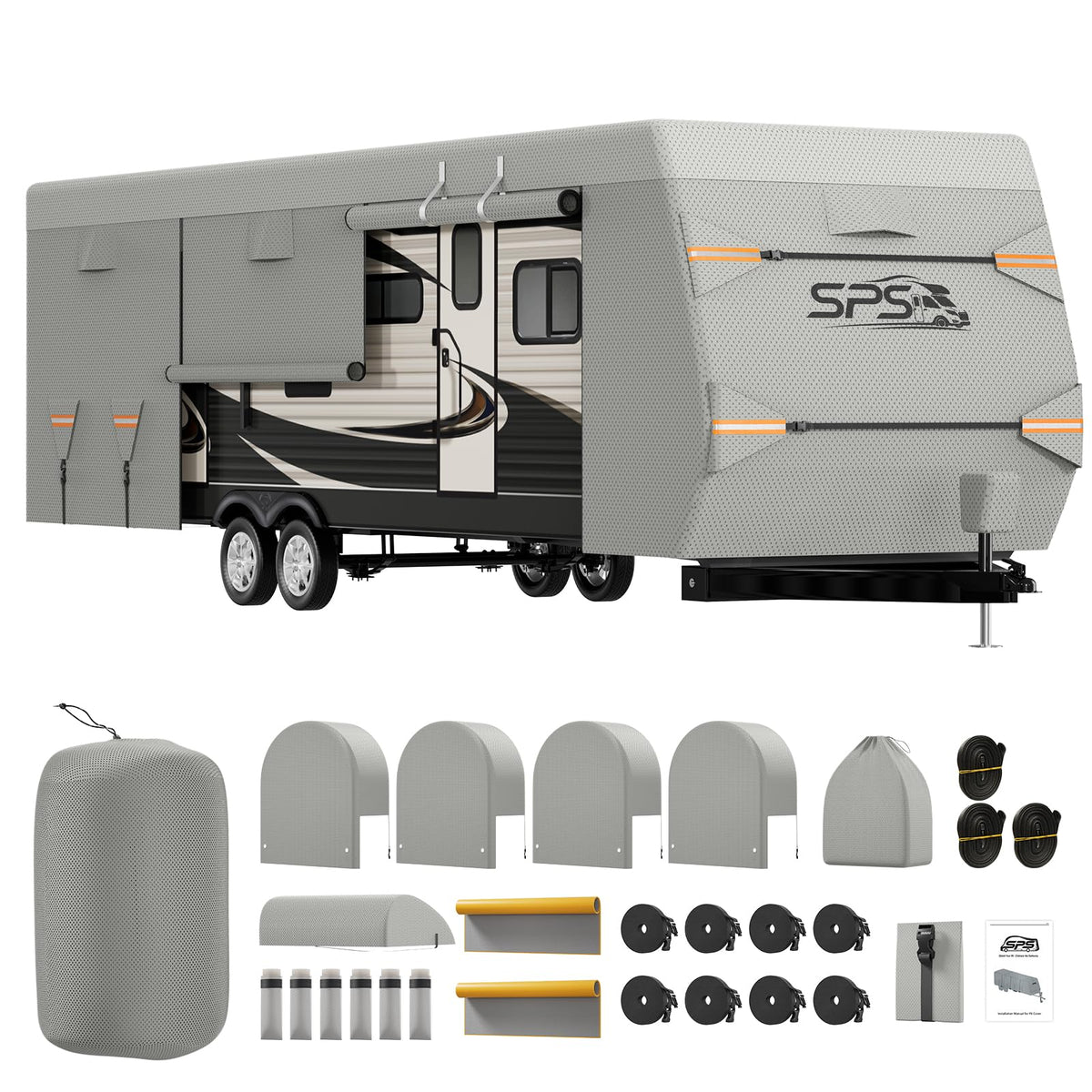 Waterproof Ripstop Travel Trailer RV Cover 24-27ft U6020