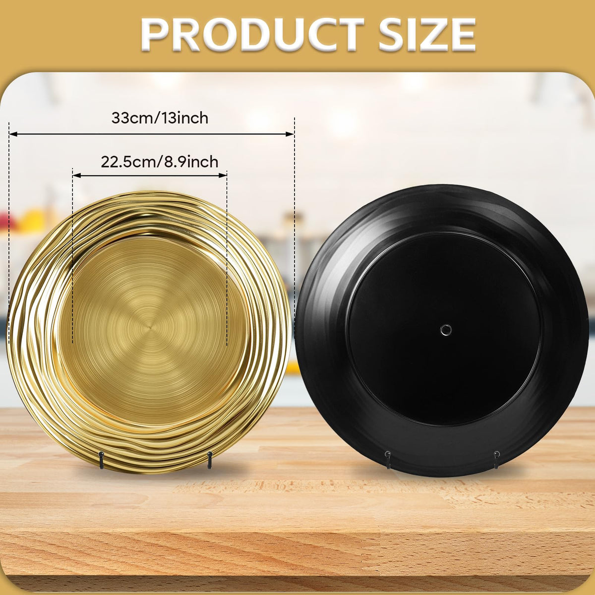12 Pcs 13 Inch Round Gold Charger Plates F636265