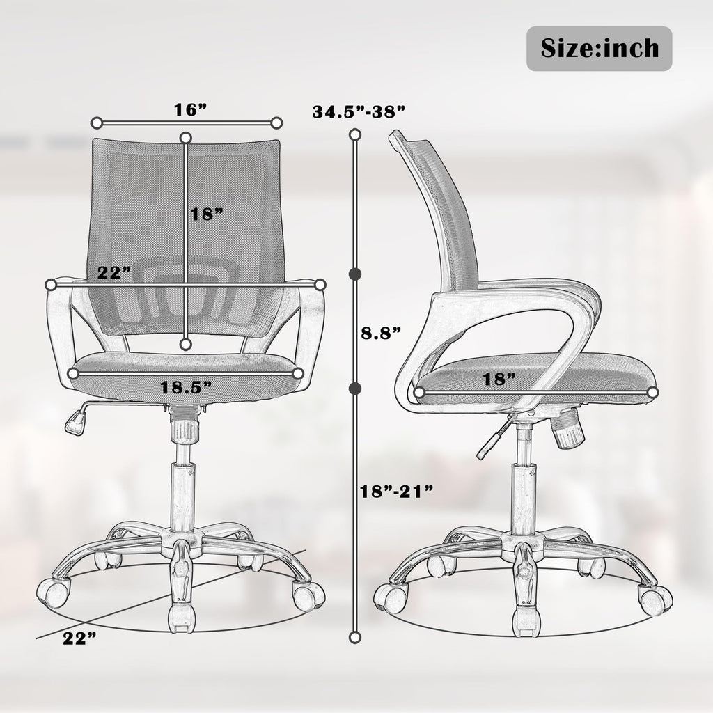 Orange Adjustable Mesh Office Chair with Lumbar Support P6469