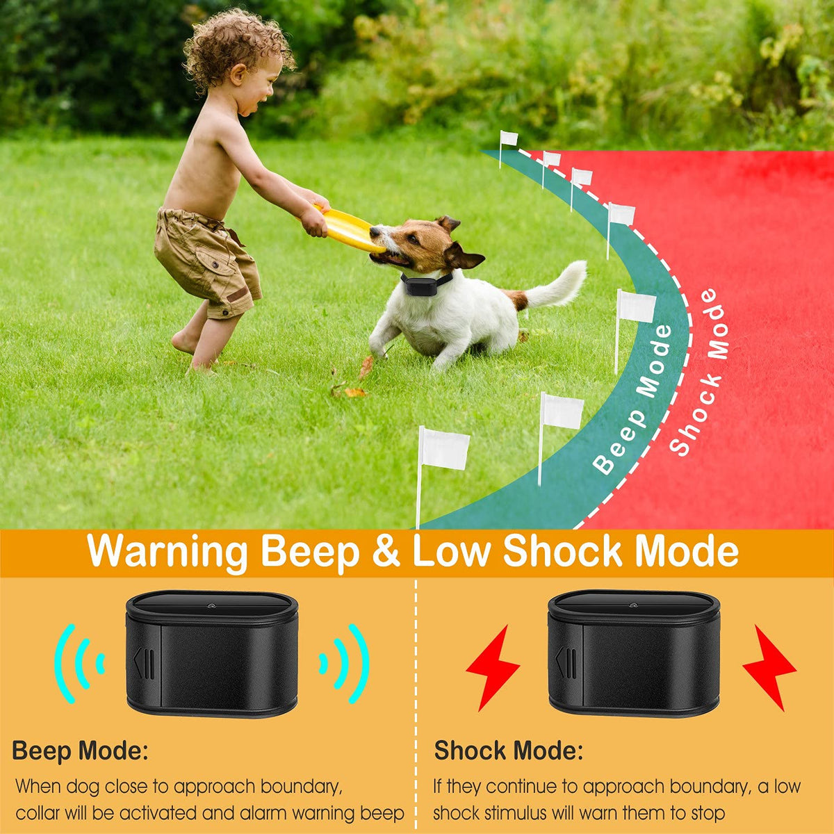 Electric Dog Fence System with 2 Collars T5742