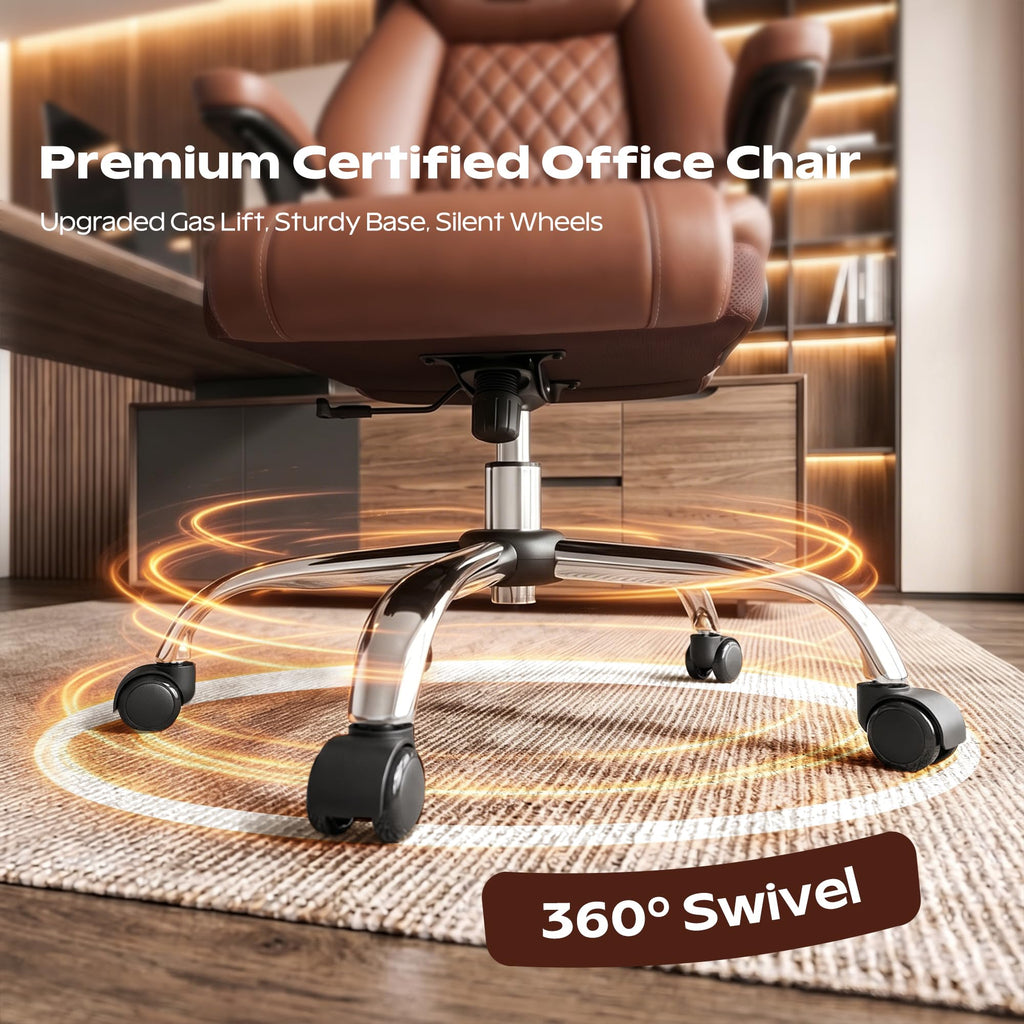 Ergonomic High Back Leather Office Chair with Lumbar Support K42565
