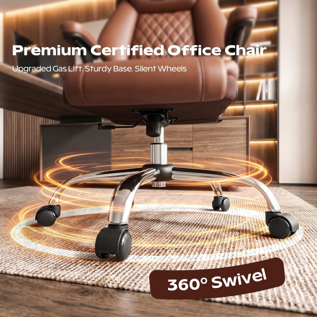 Ergonomic High Back Leather Office Chair with Lumbar Support K42565
