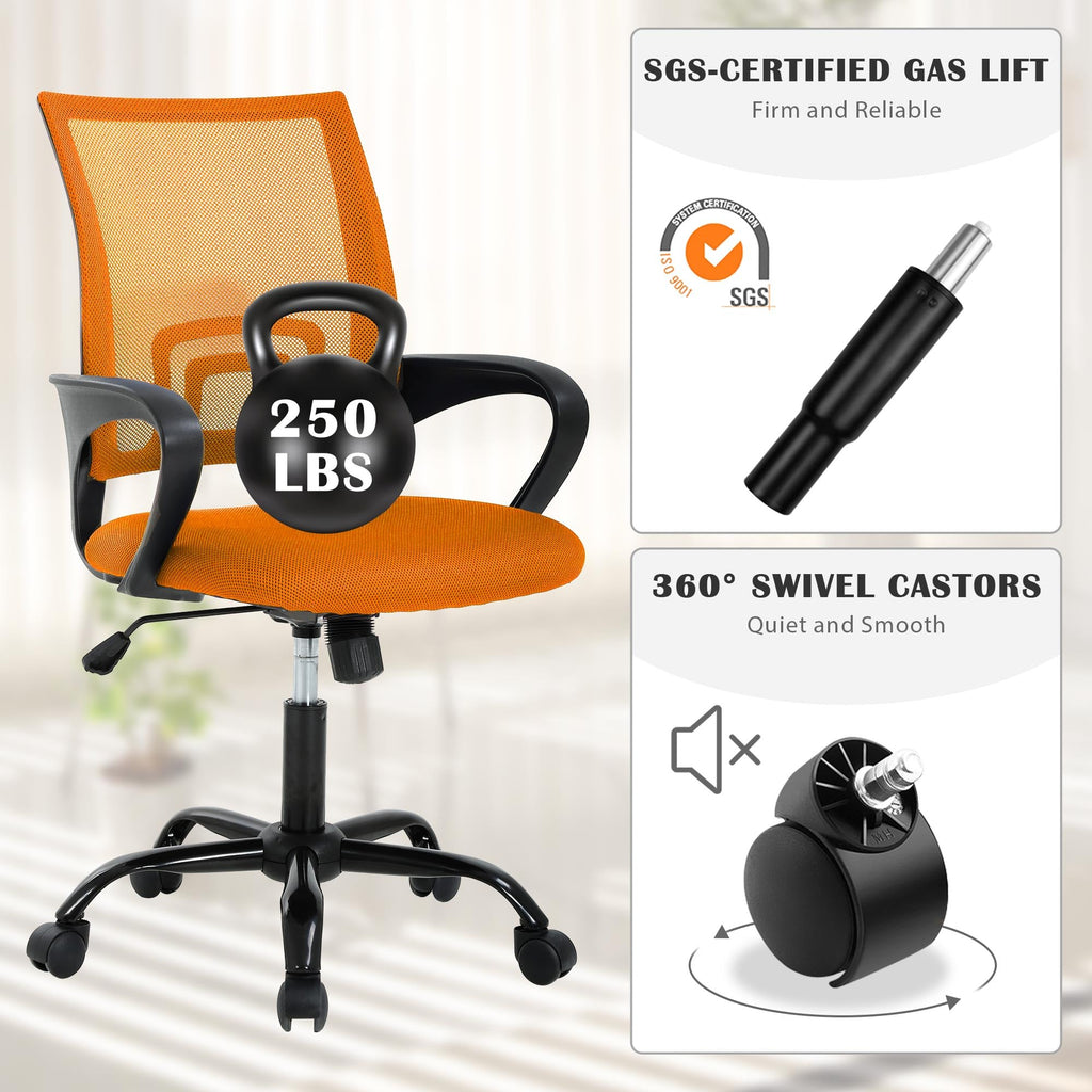 Orange Adjustable Mesh Office Chair with Lumbar Support P6469