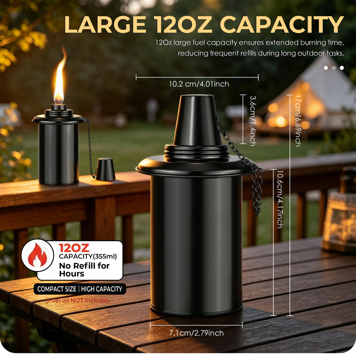 4 Pack 12oz Refillable Torch Canisters with Wicks F70107