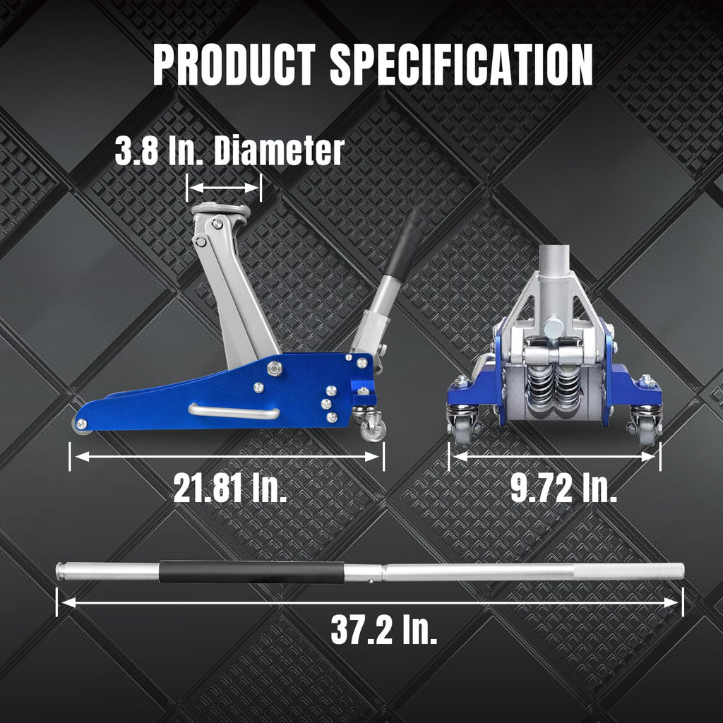 1.5 Ton Aluminum Steel Low Profile Hydraulic Floor Jack Z626