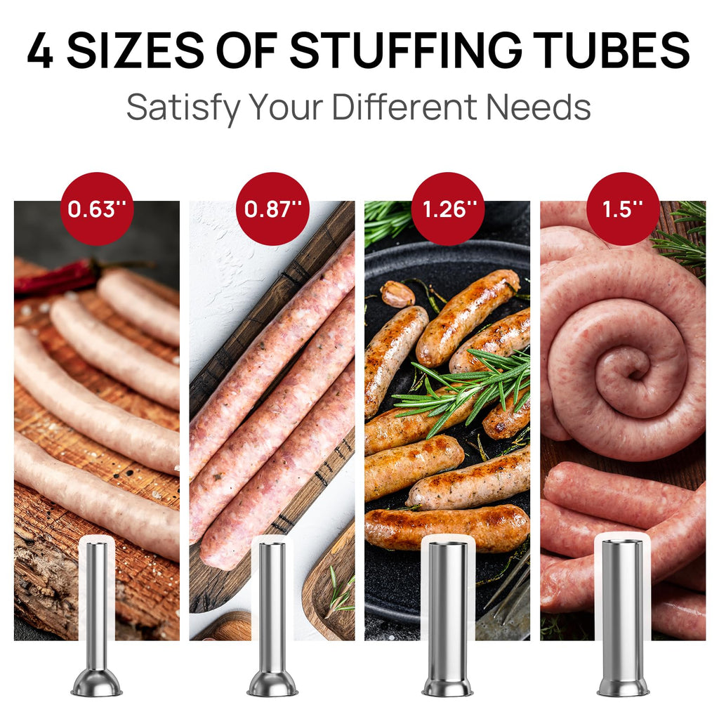 Manual Stainless Steel Sausage Stuffer with 4 Stuffing Tubes M93578