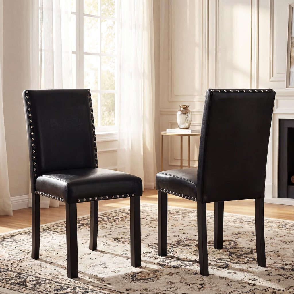 Faux Leather Upholstered Dining Chairs Set of 2 F734768
