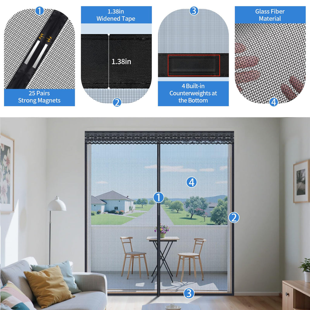 72x80 Inch Retractable Magnetic Screen Door V594331
