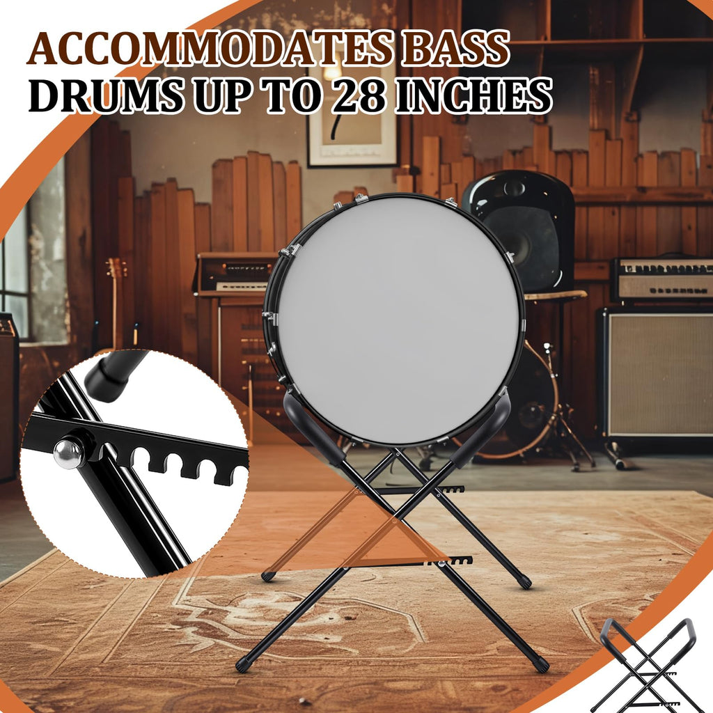 Heavy Duty Folding Bass Drum Stand Adjustable 21 Inches Steel O942750