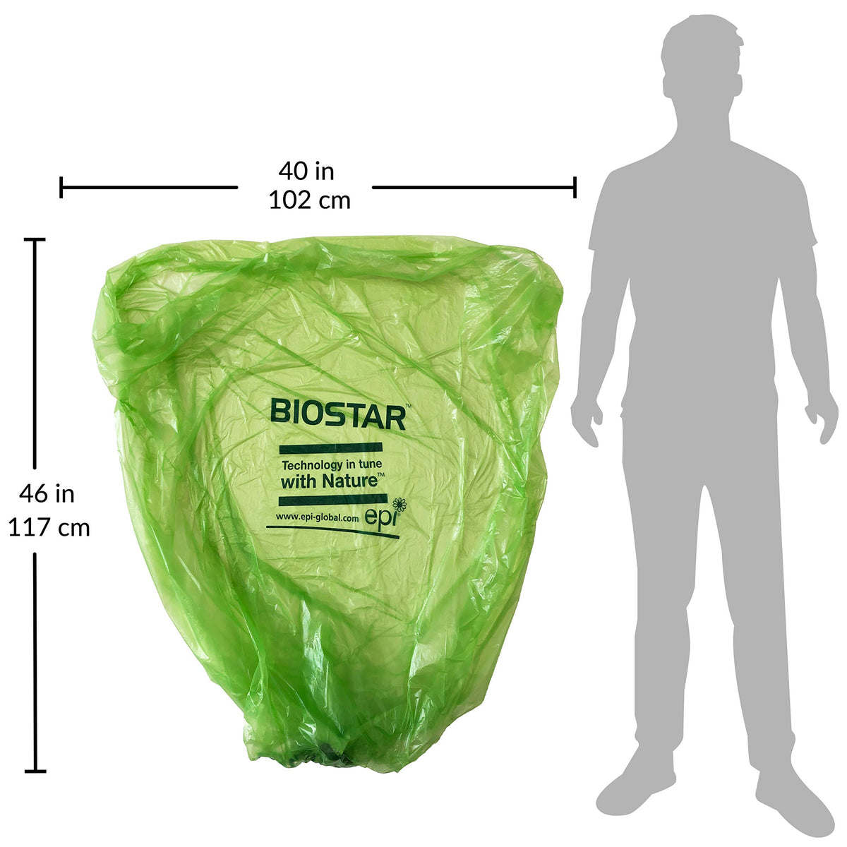 Biodegradable 40-45 Gallon Trash Bags 250 Count Green I852072