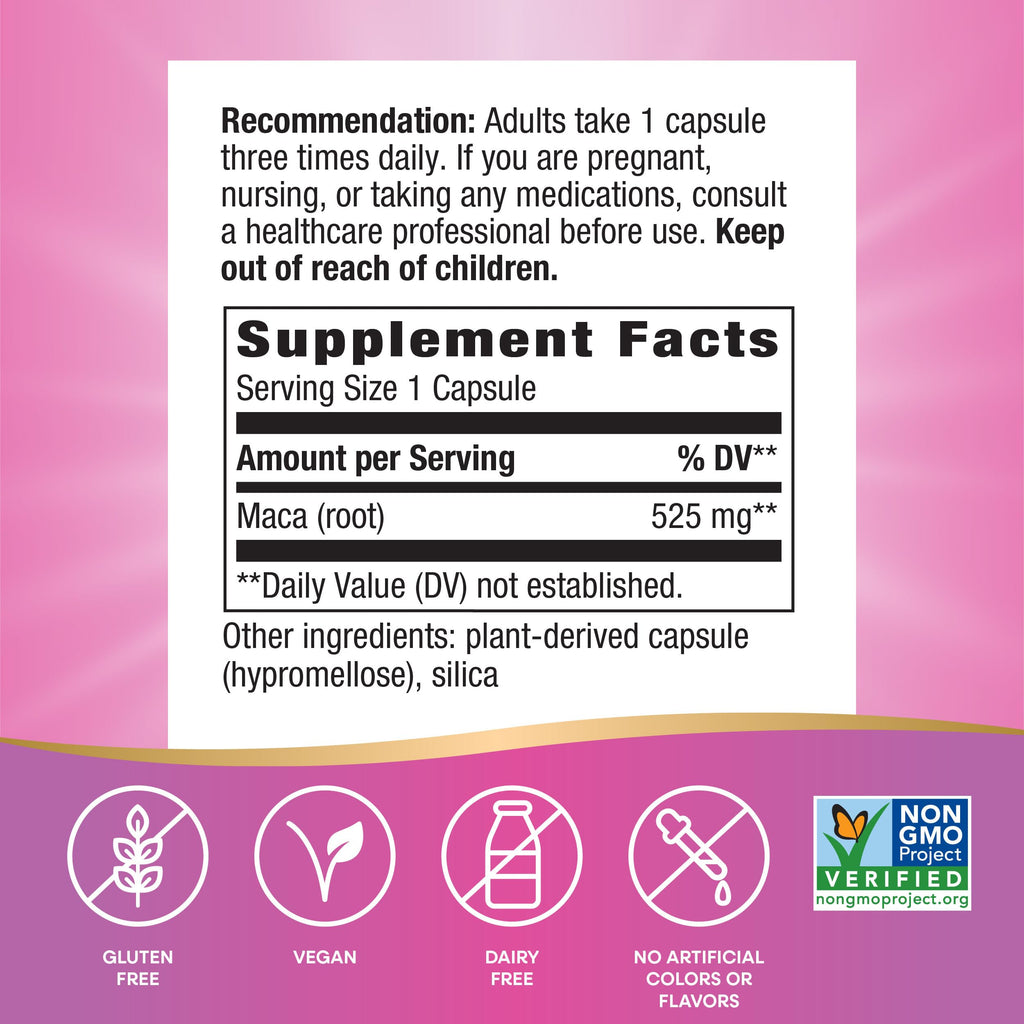 Maca Root Capsules Vegan 100 ct F2557