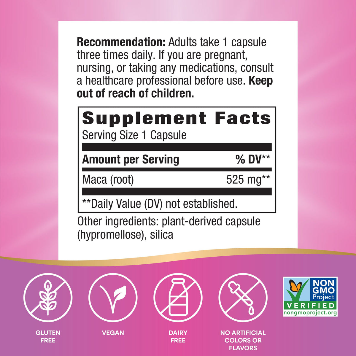 Maca Root Capsules Vegan 100 ct F2557