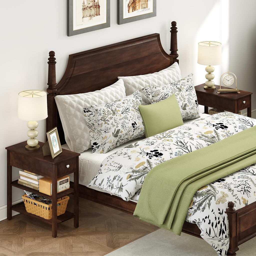 Narrow End Table Set of 2 Wood 3-Tier G769