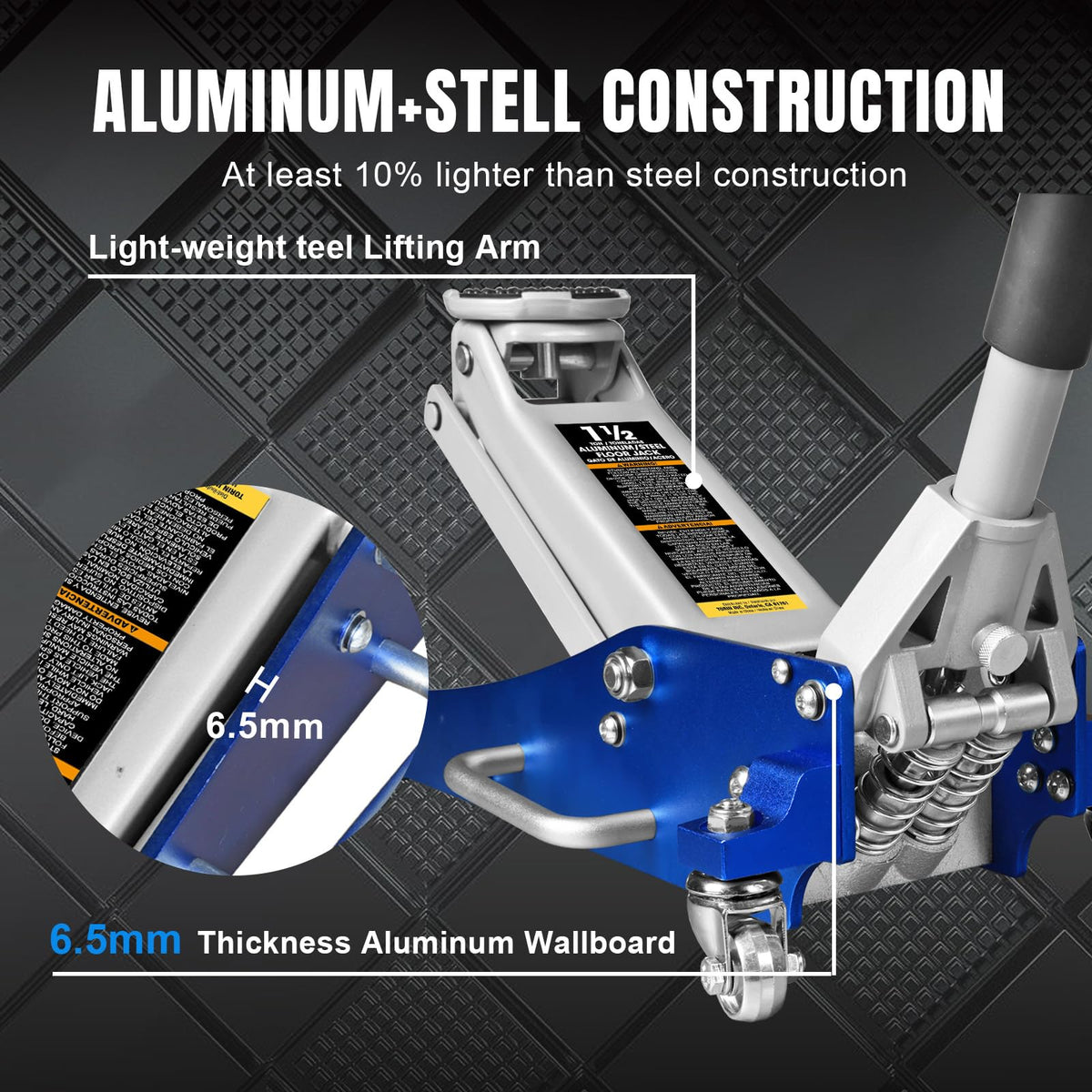 1.5 Ton Aluminum Steel Low Profile Hydraulic Floor Jack Z626