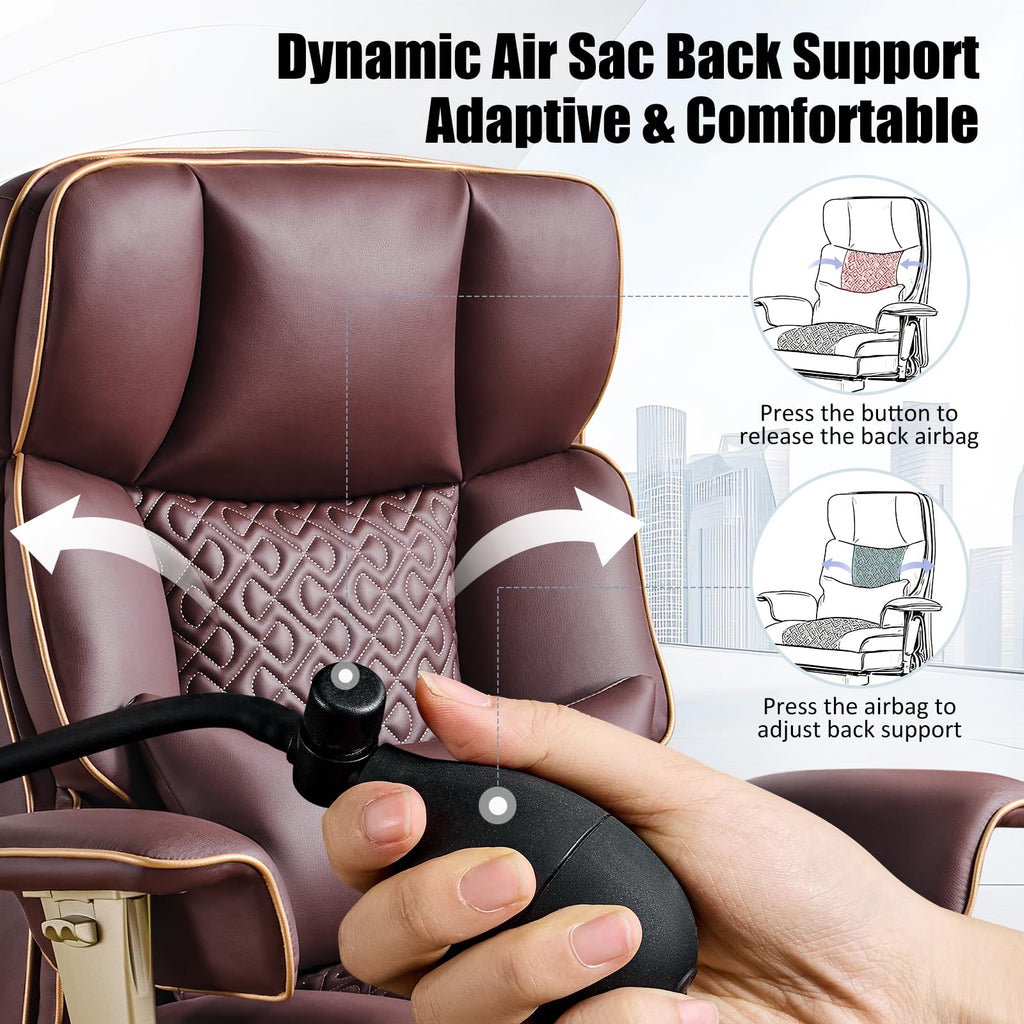 Brown Ergonomic PU Leather Executive Office Chair with Footrest G269