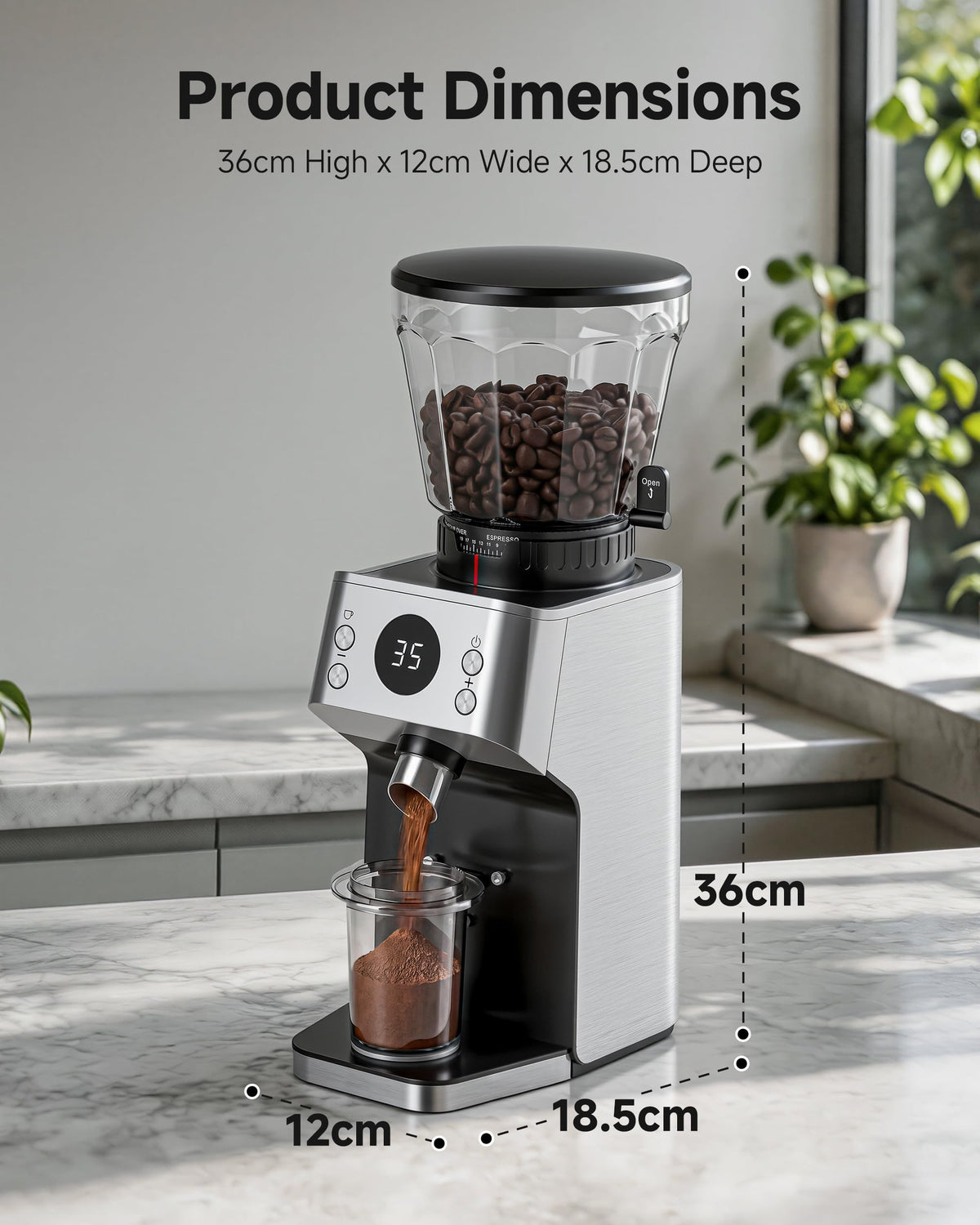 Espresso Coffee Grinder, 45 Grind Settings G9406