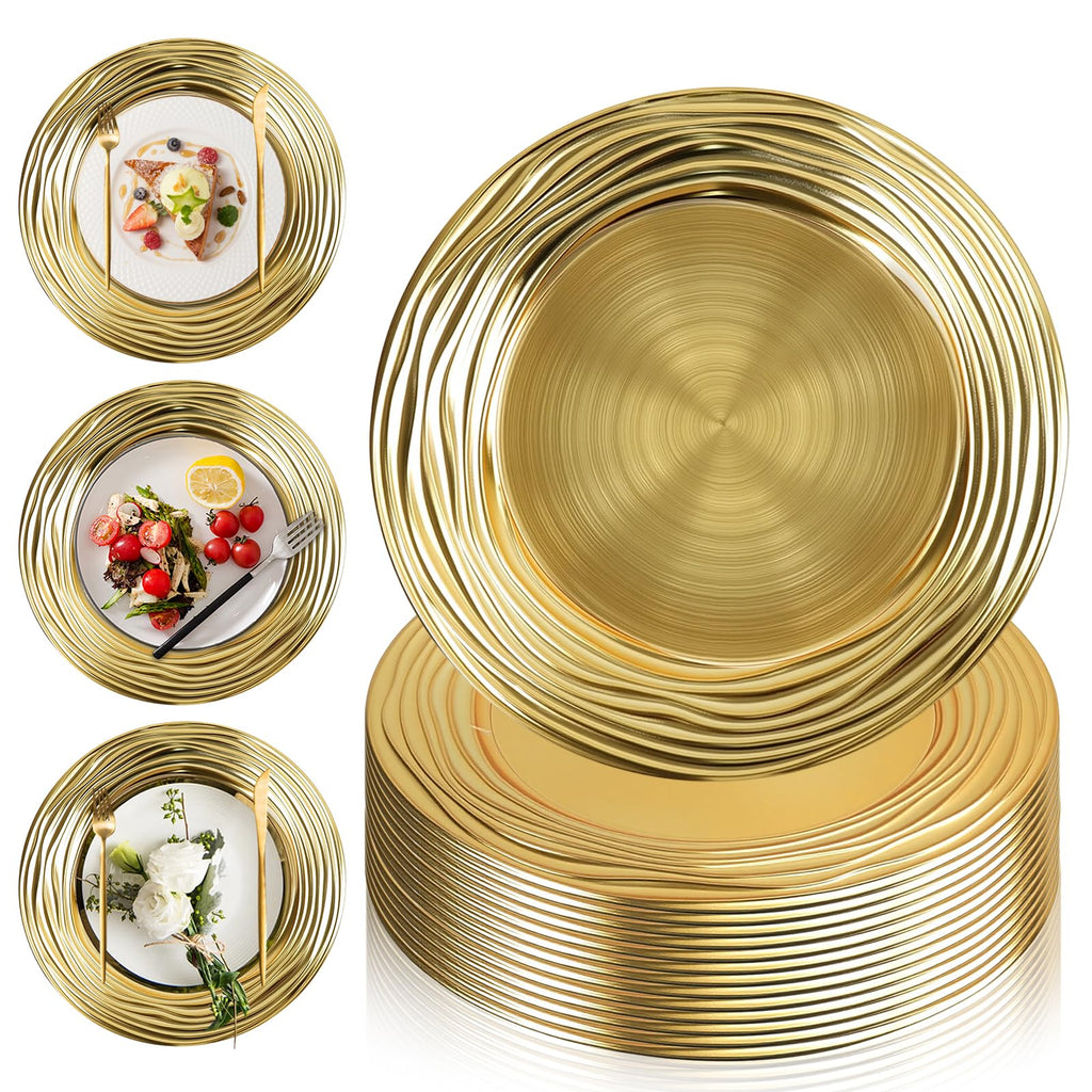 12 Pcs 13 Inch Round Gold Charger Plates F636265