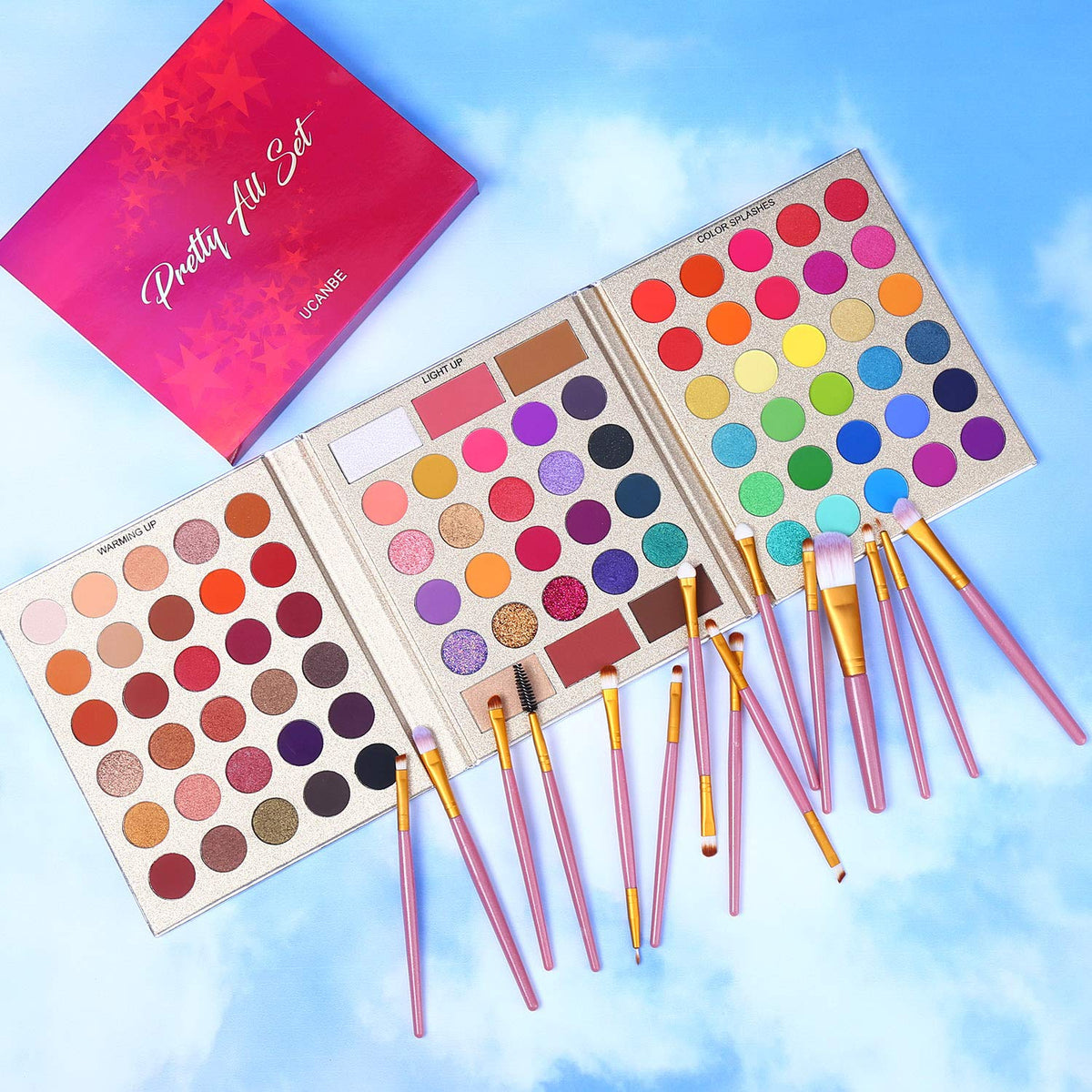 86 Colors Eyeshadow Palette with 15pcs Makeup Brushes Set Q413