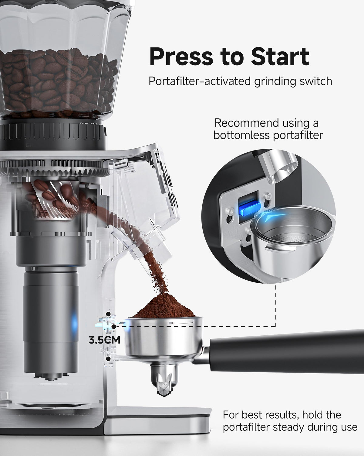 Espresso Coffee Grinder, 45 Grind Settings G9406
