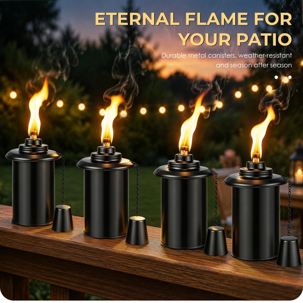 4 Pack 12oz Refillable Torch Canisters with Wicks F70107
