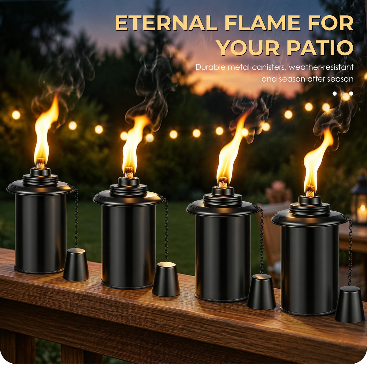 4 Pack 12oz Refillable Torch Canisters with Wicks F70107