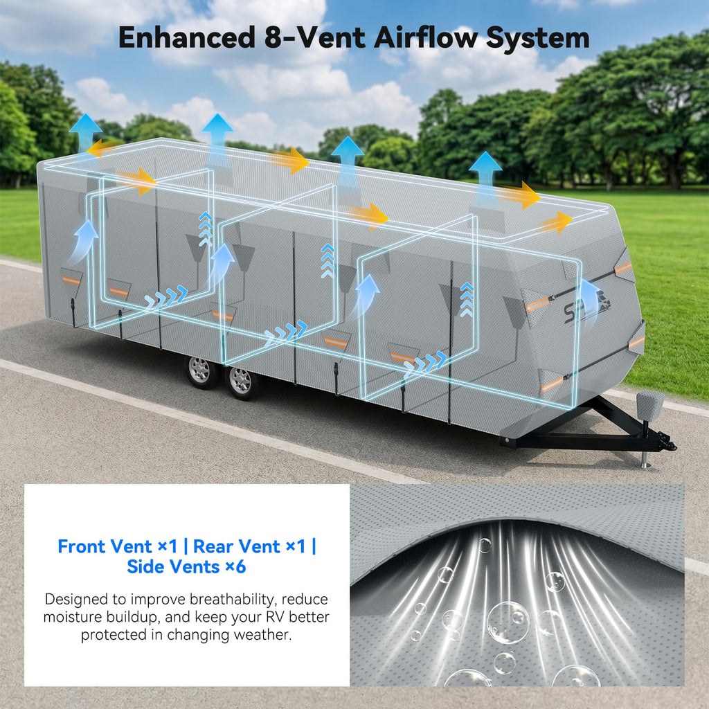 Waterproof Ripstop Travel Trailer RV Cover 24-27ft U6020