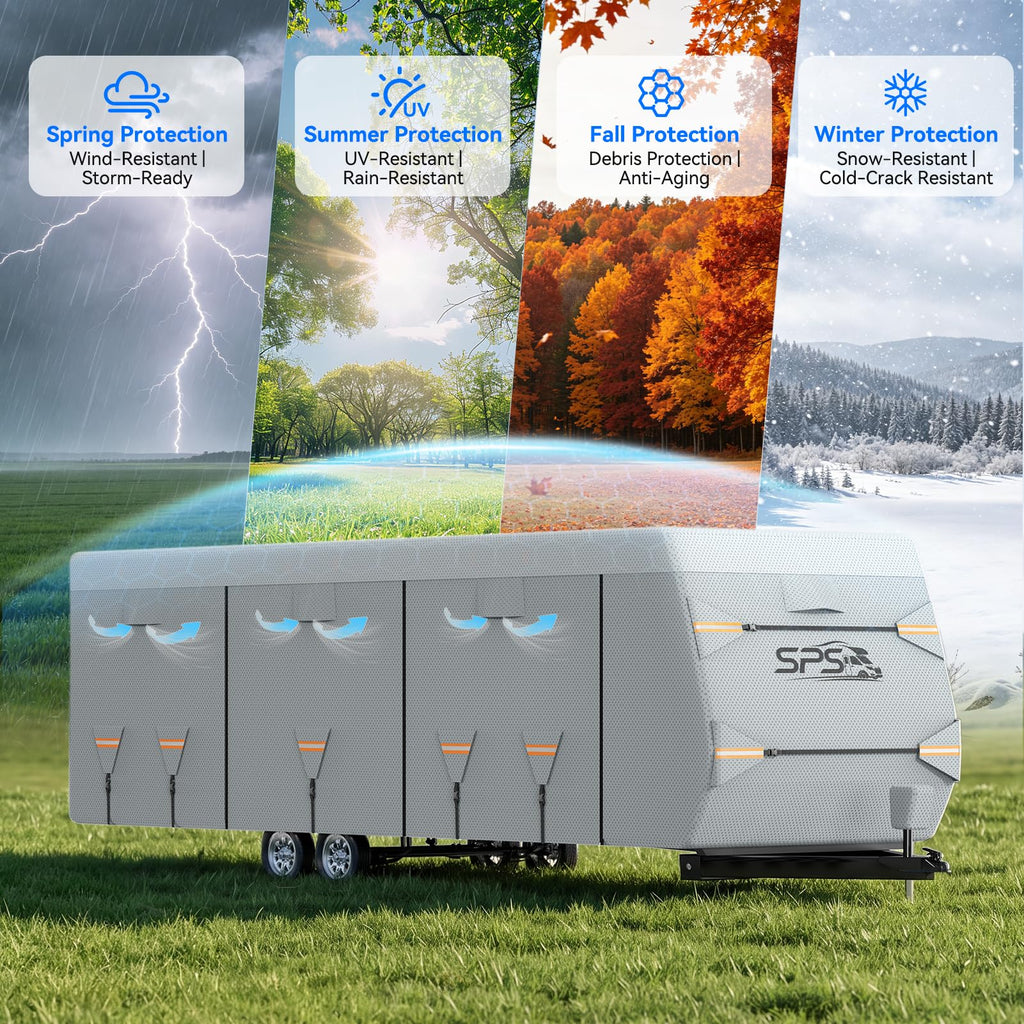 Waterproof Ripstop Travel Trailer RV Cover 24-27ft U6020