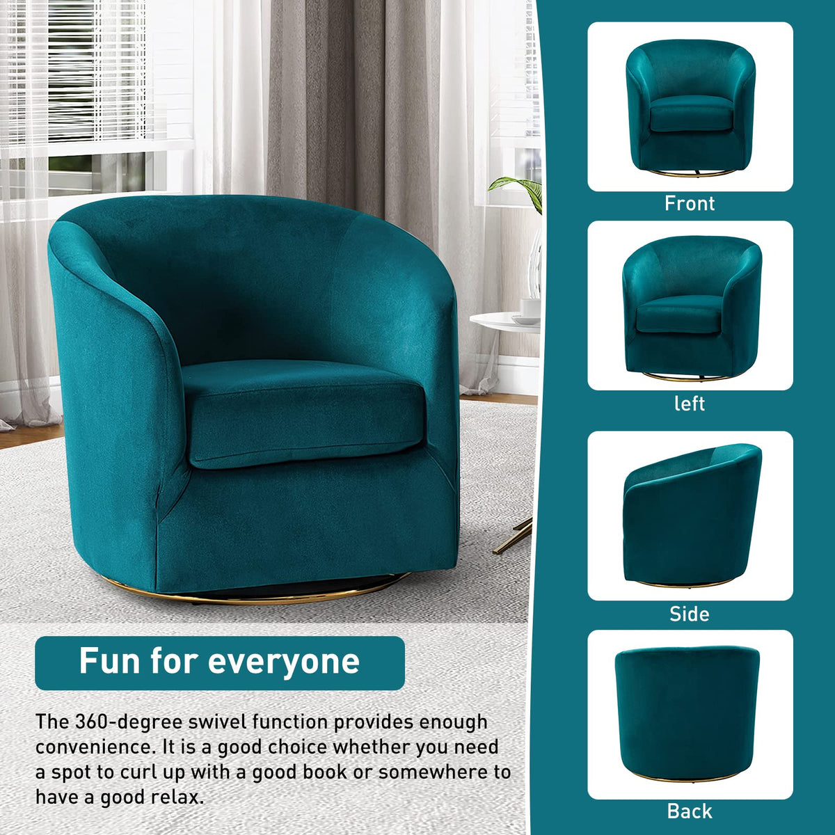Set of 2 Velvet Swivel Barrel Chair G86221
