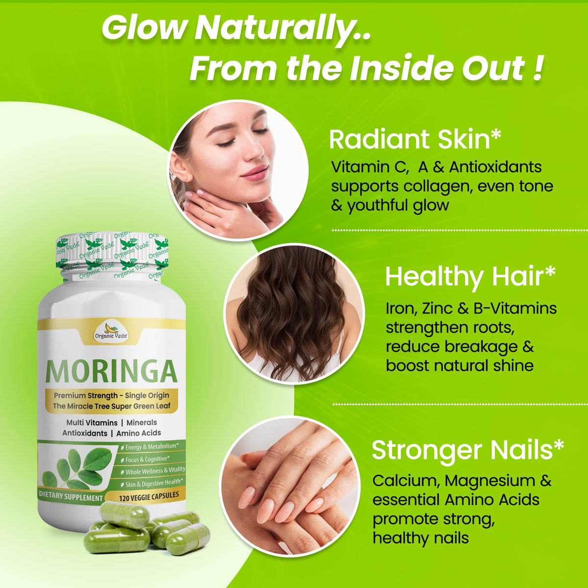 1000mg Organic Moringa Capsule 120 Vegan Capsule B179796