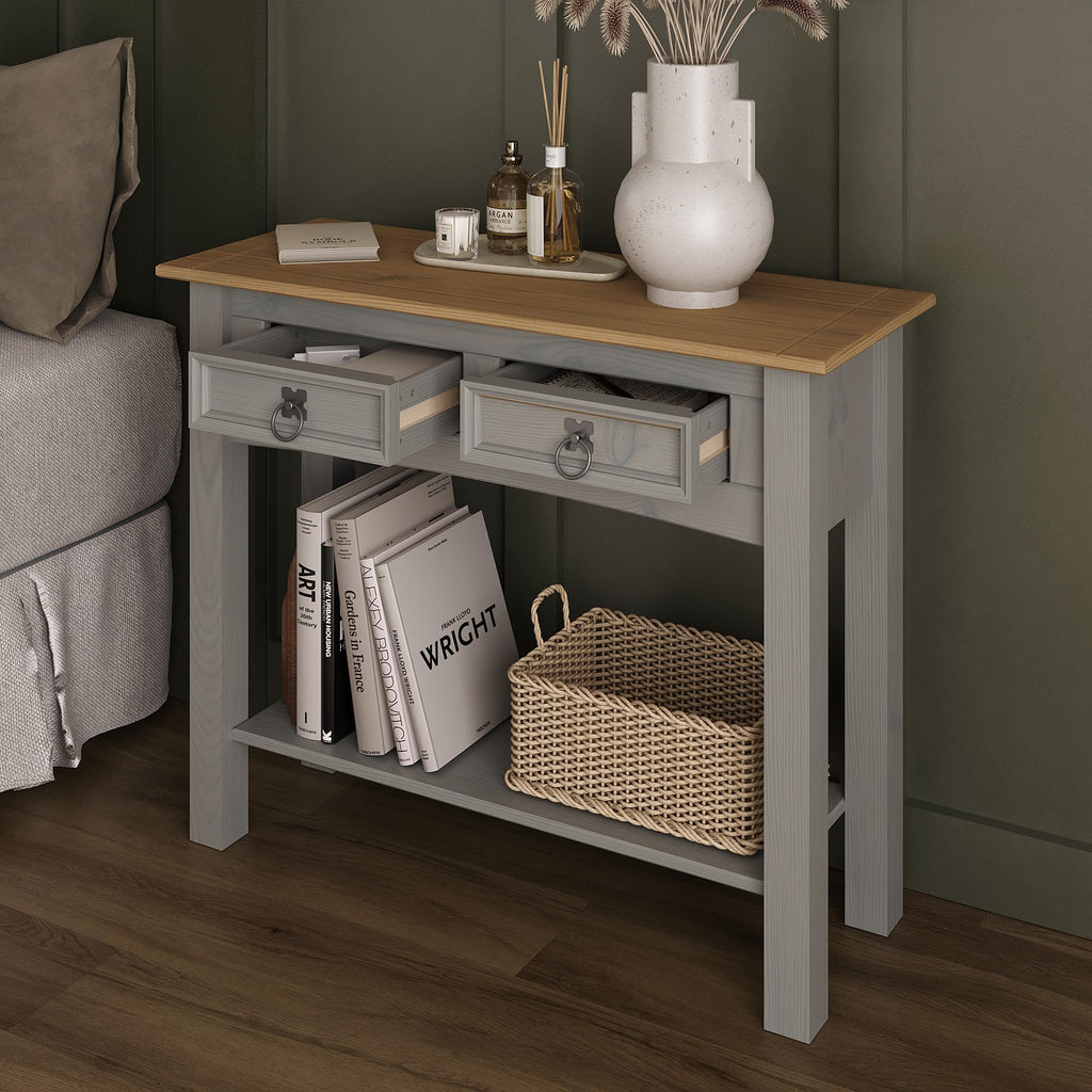 Solid Wood Console Table with 2 Drawers T211559
