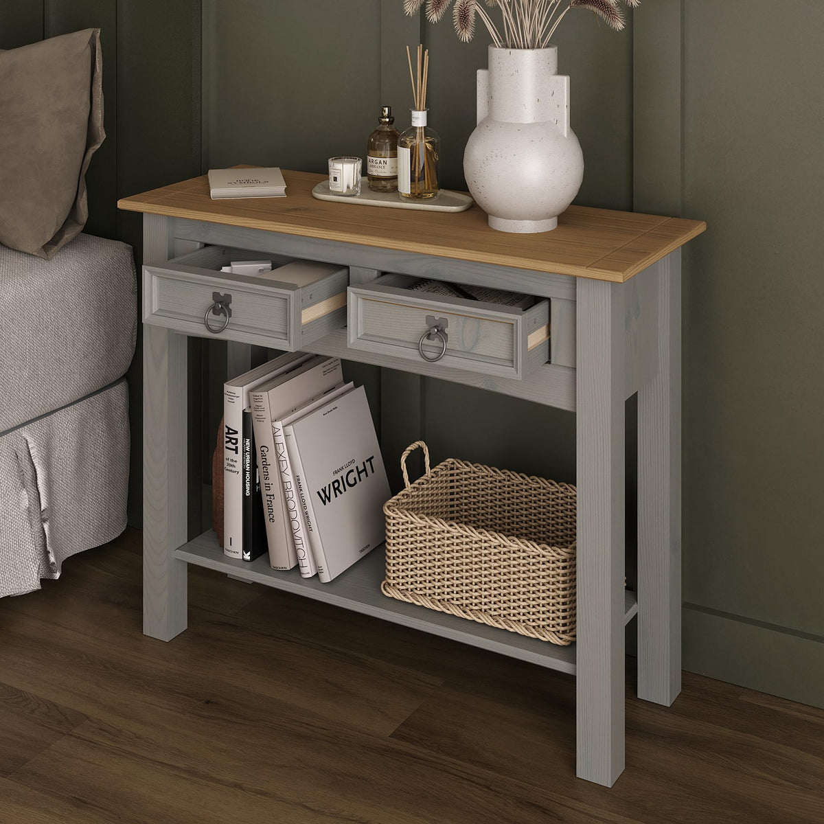 Solid Wood Console Table with 2 Drawers T211559