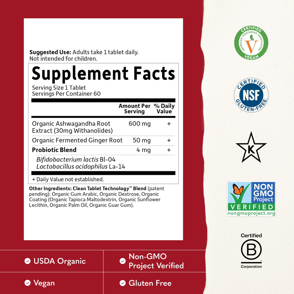 Organic Ashwagandha with Probiotics & Ginger O2040